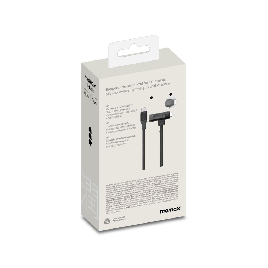 Momax cable packaging on a white background