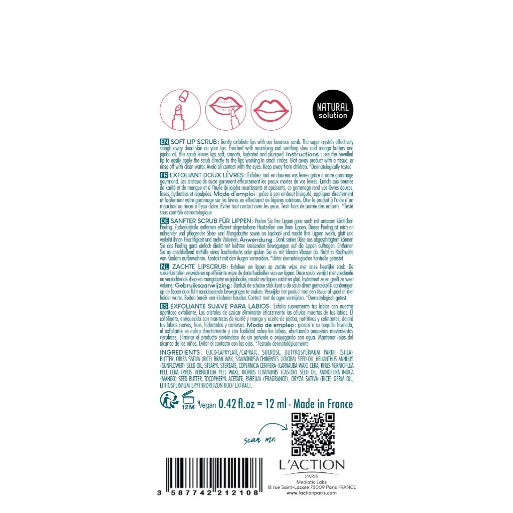 Product label with text and icons on a white background