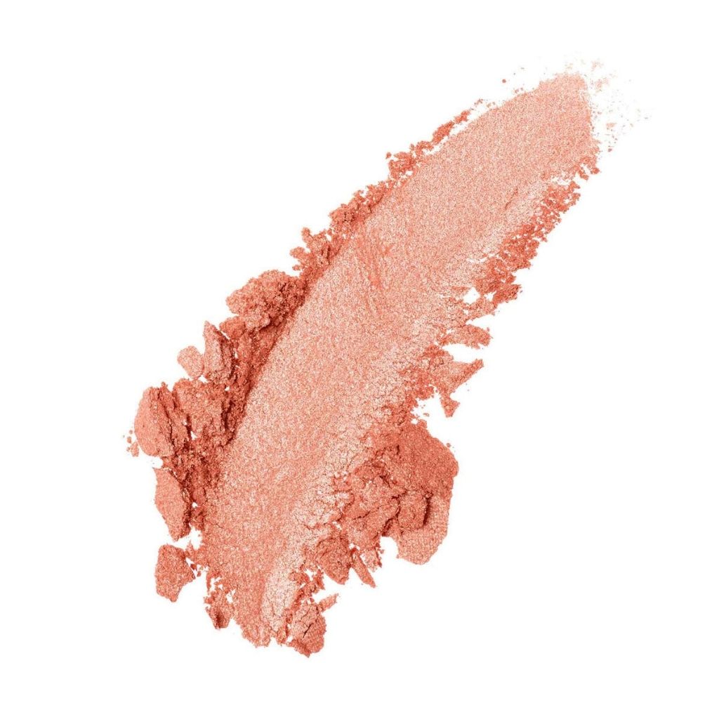 Pink makeup powder swatch on a white background