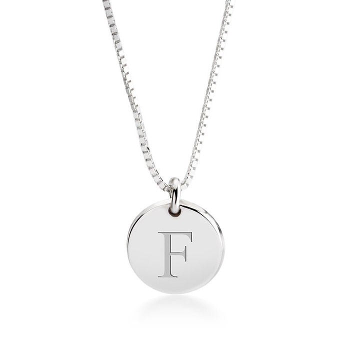 Personalized Engraved Letter Round Disc Necklace
