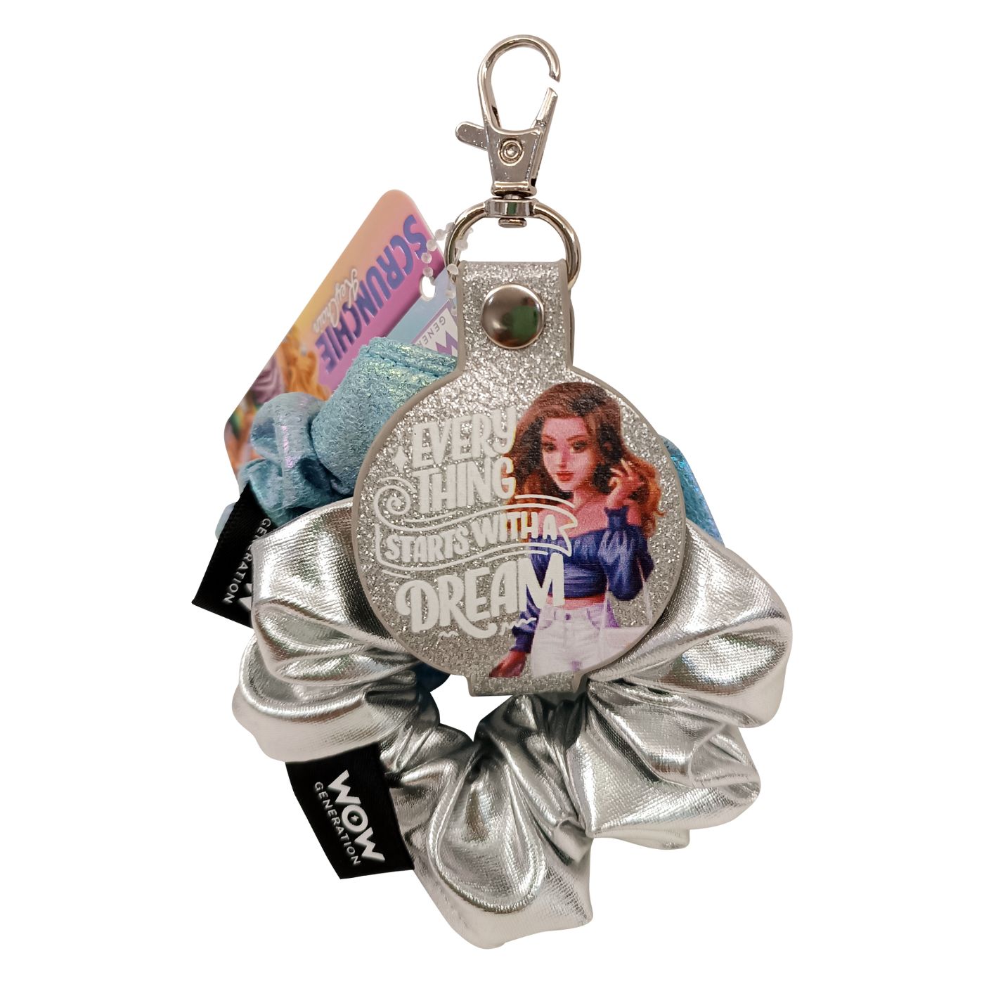 WOW Generation 2 in 1 Scrunchie & Keychain - Green/ Silver