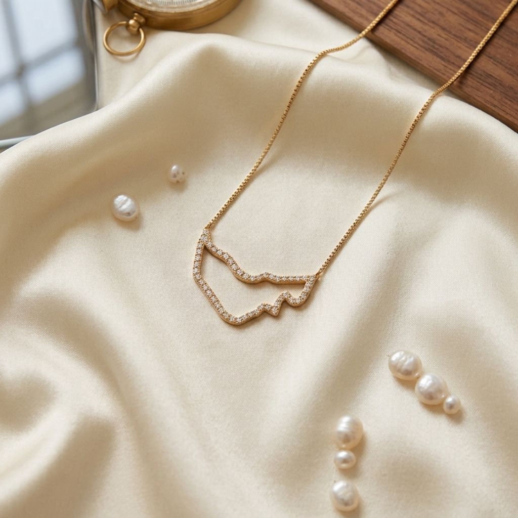UAE Zirconia Map Necklace