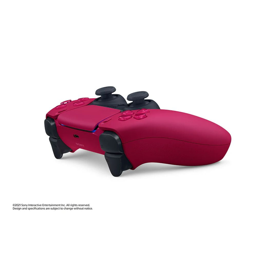Pink gaming controller with black accents on a white background