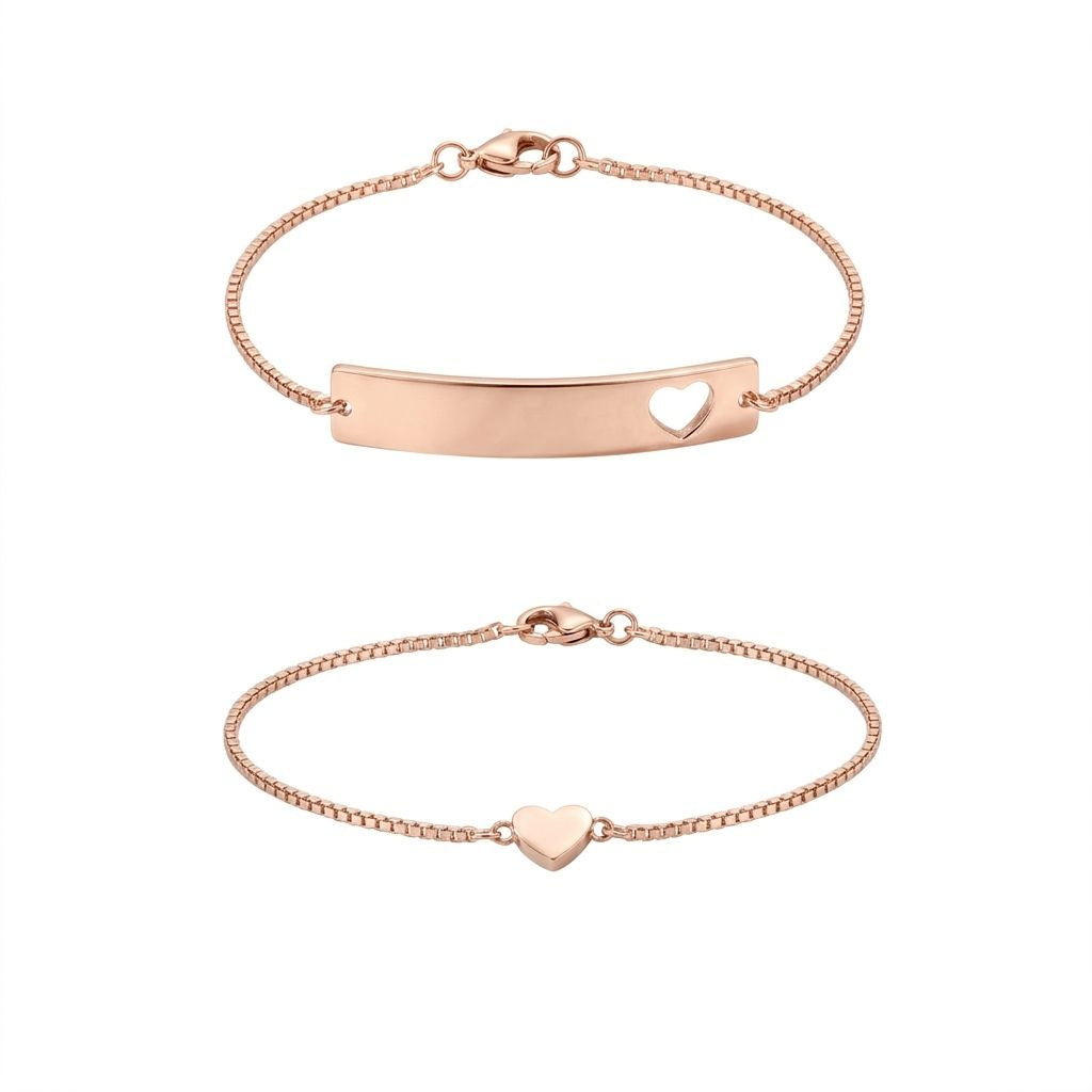Minimal Heart Bracelet Duo Set