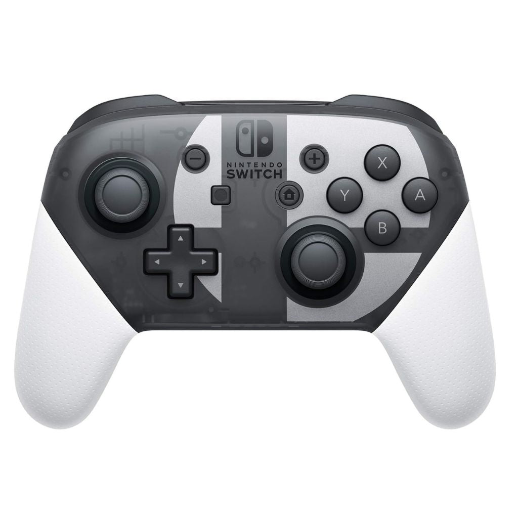 Nintendo Switch controller with black and white design on a white background