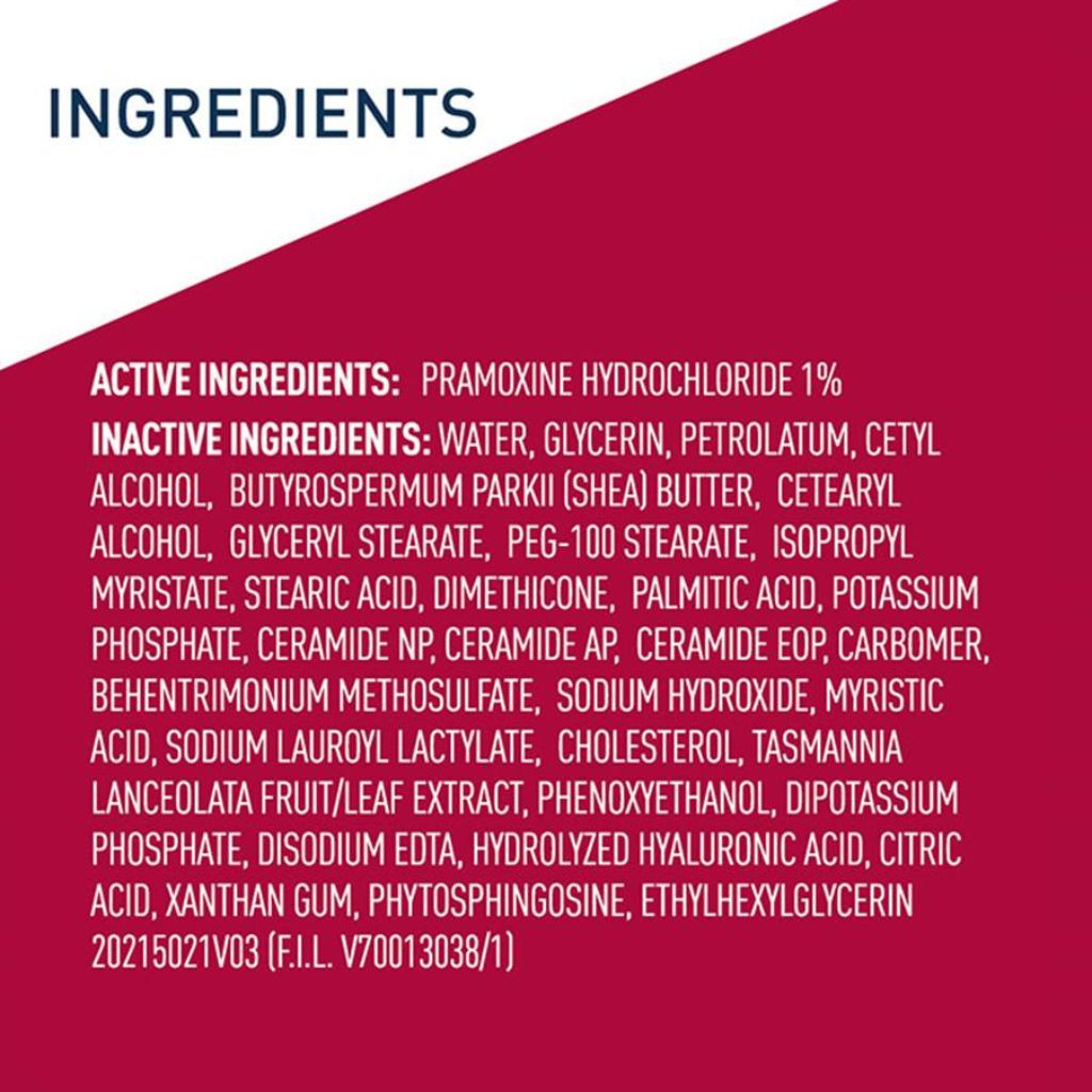 List of ingredients on a red and white background