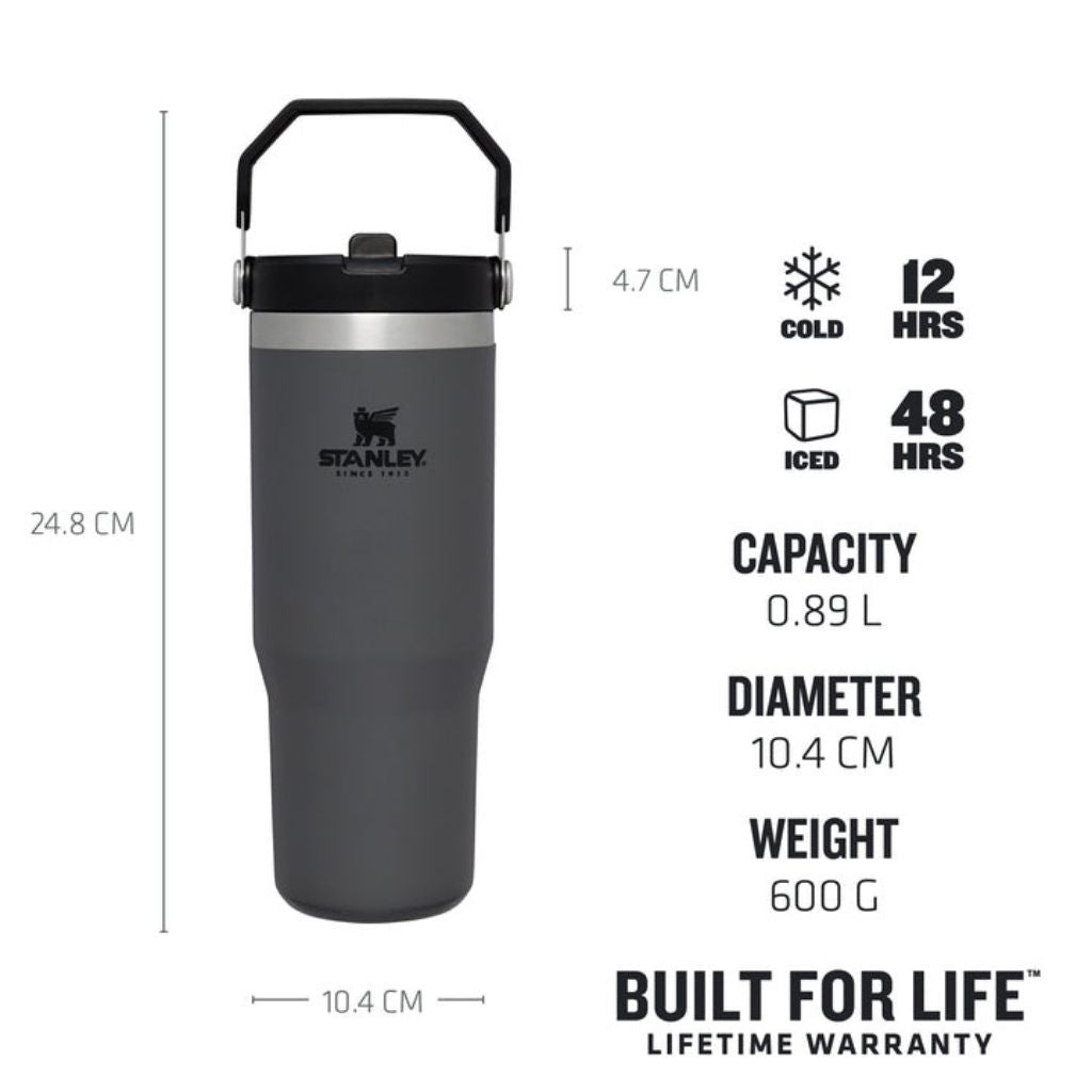 The IceFlow Flip Straw Tumbler 890 ml / 30 oz - Charcoal