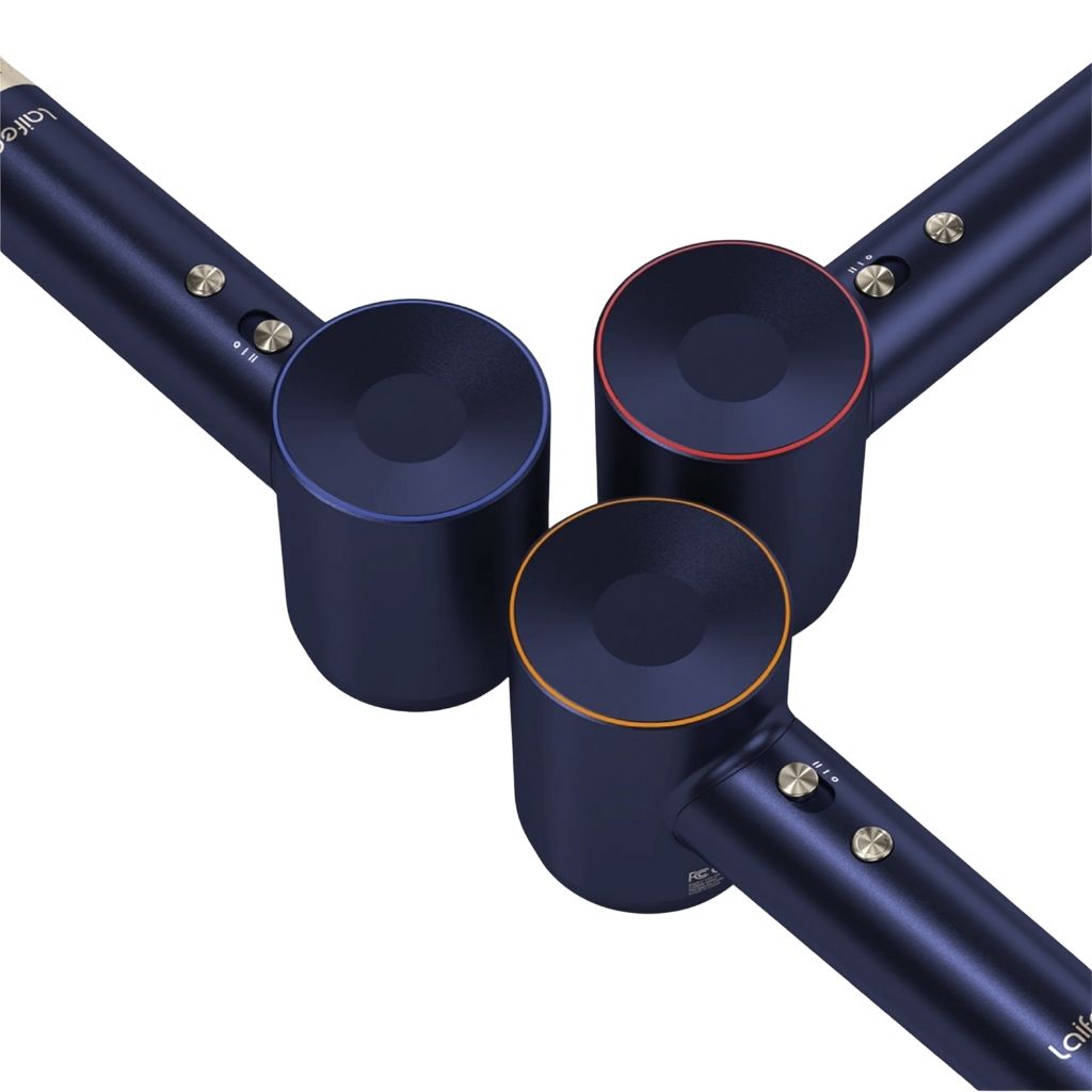 Navy blue metal pipe structure on a white background