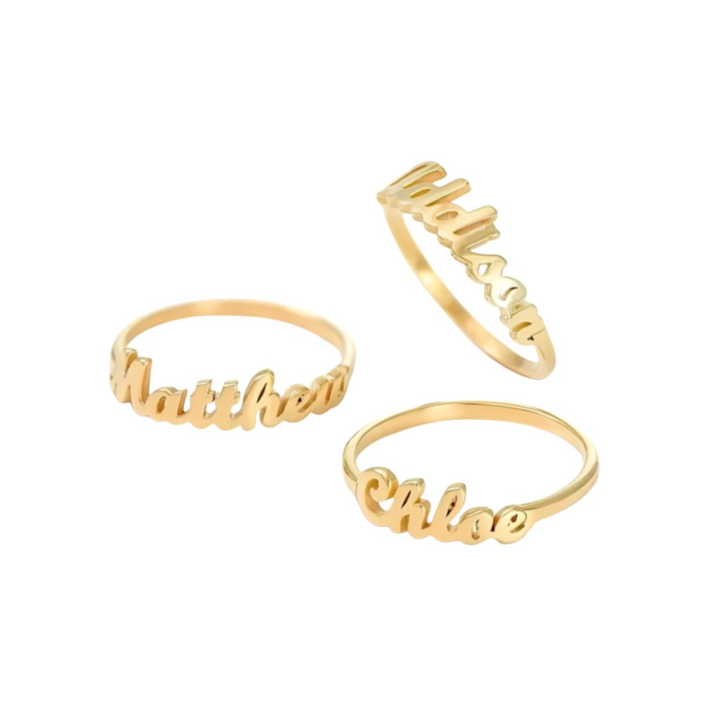 Stylish Font Single Name Ring