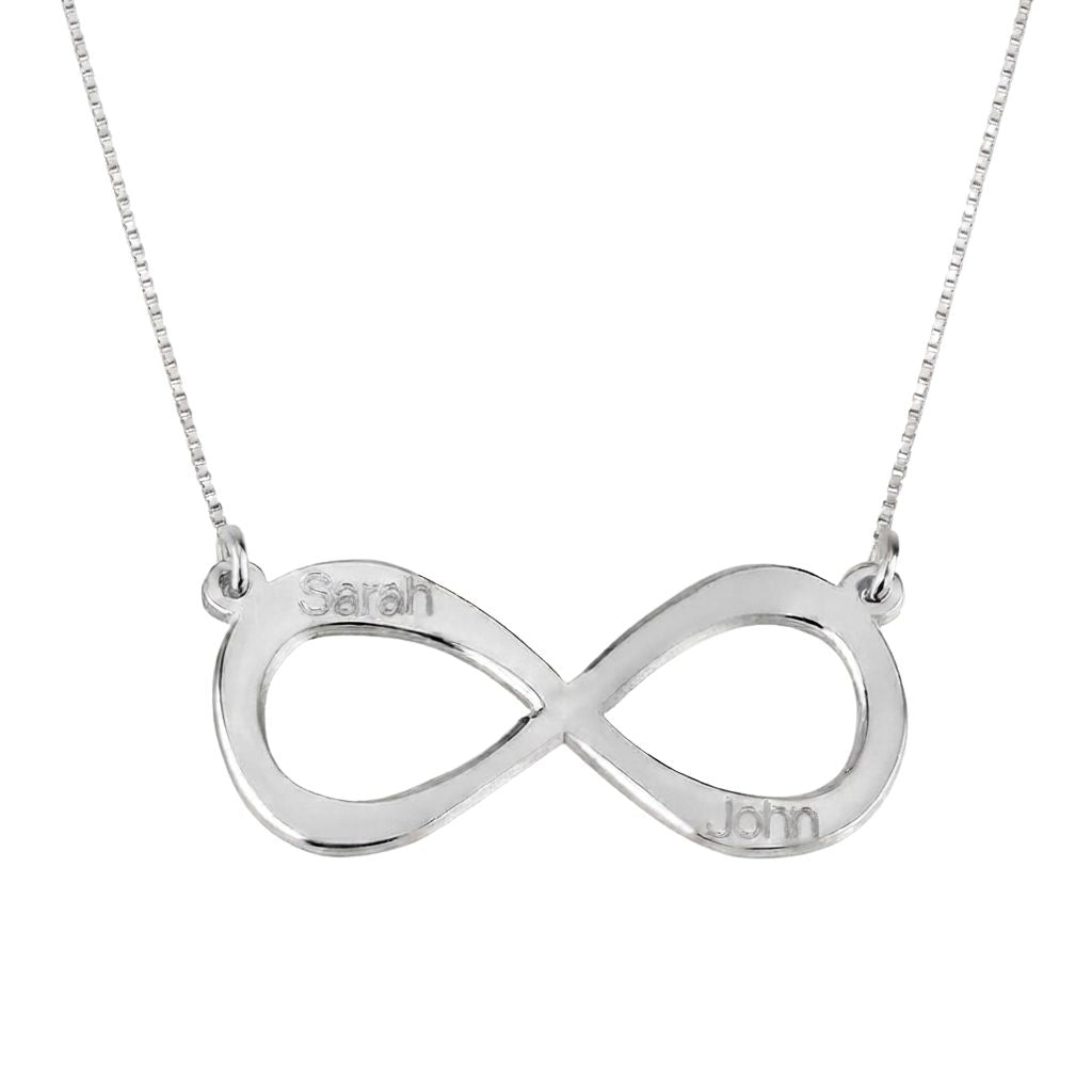 Horizontal Infinity Two Names Necklace