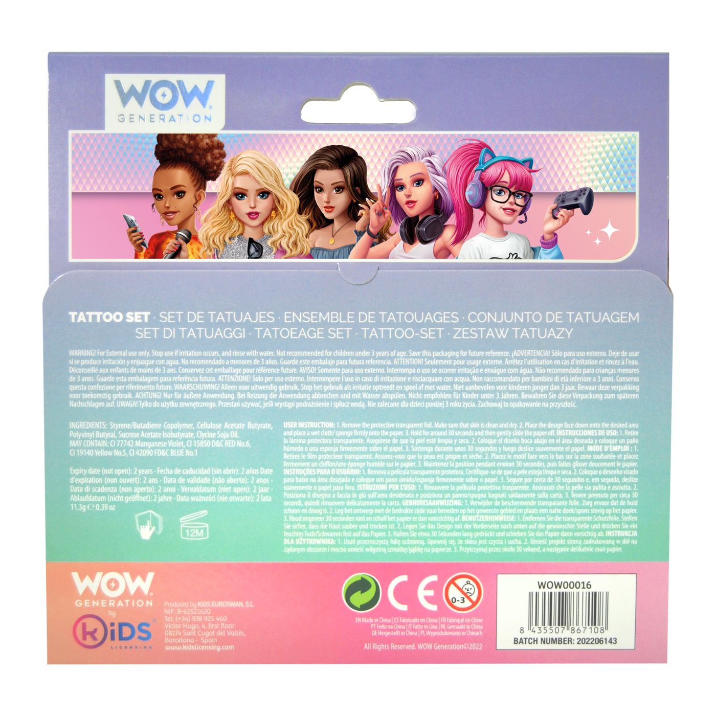 WOW Generation Tattoo Set of 50 Colour and Black & White Tattoos