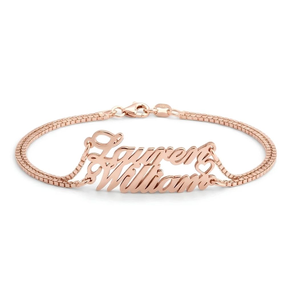 Two Name Bracelet with Heart