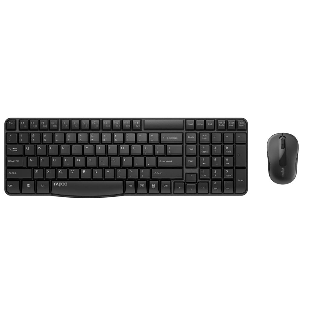 Black keyboard and mouse set on a white background