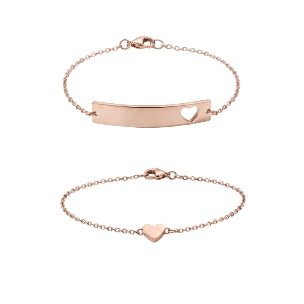 Minimal Heart Bracelet Duo Set