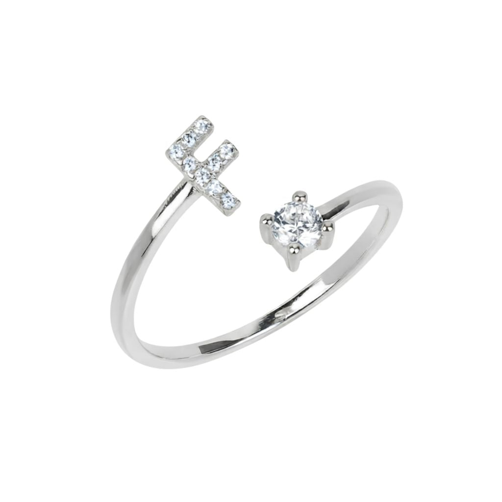 Stone Initial Letter Ring