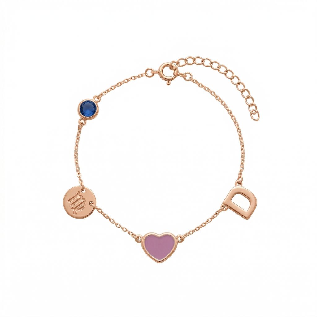 Personalised Zodiac Birthstone Initial Bracelet