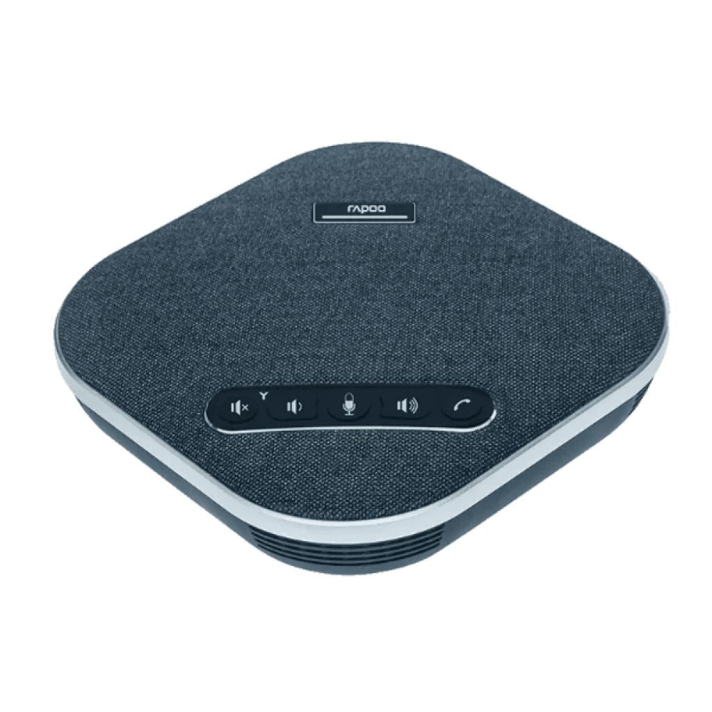 Blue speaker device with control buttons on a white background