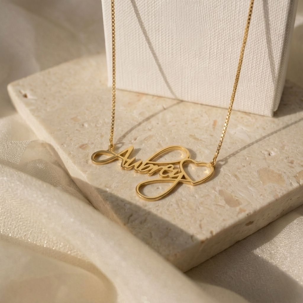 Delicate Engraved Heart Name Necklace