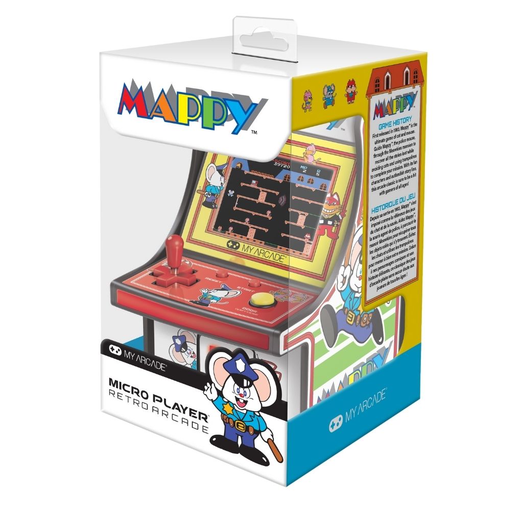 Mappy Micro Player retro arcade machine packaging on a white background