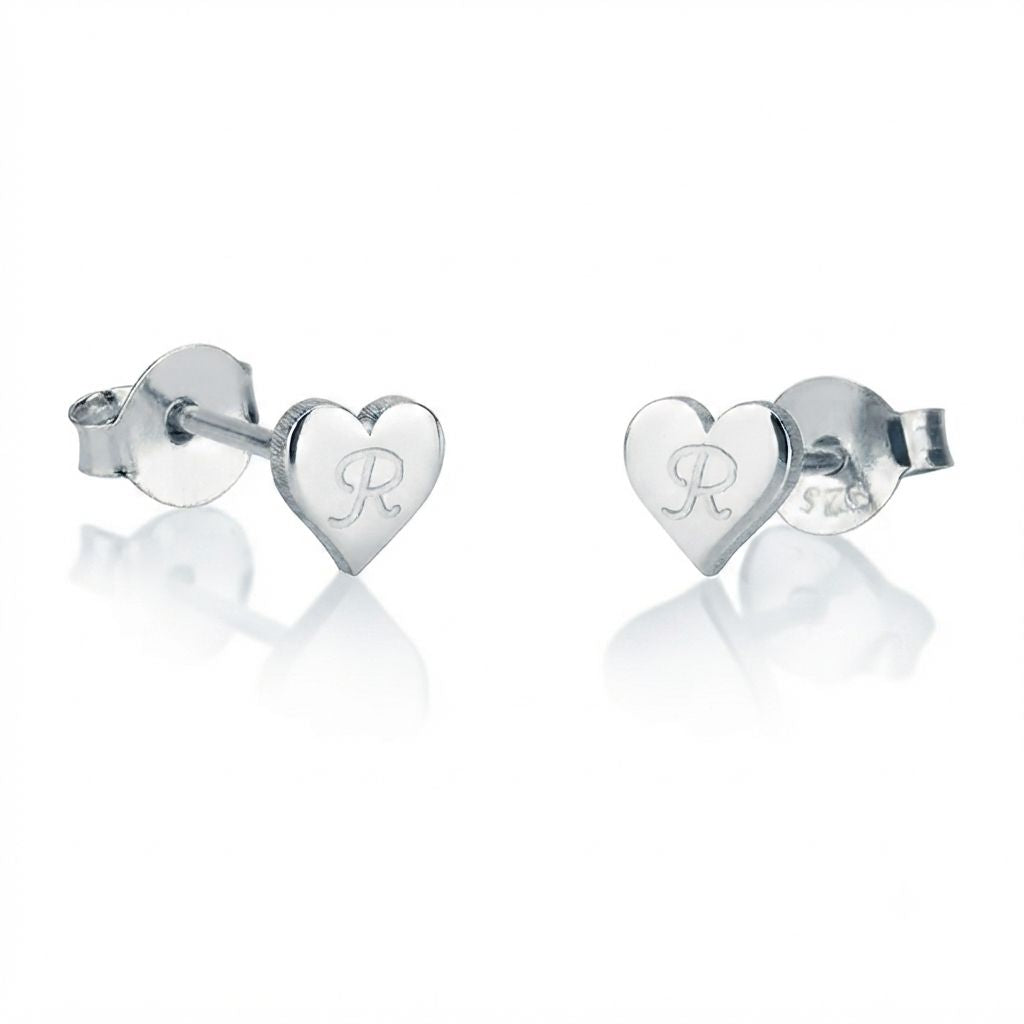 Heart Initial Studs