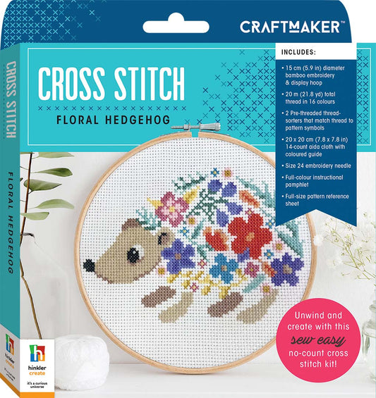 Craft Maker Cross-stitch Kit: Floral Hedgehog