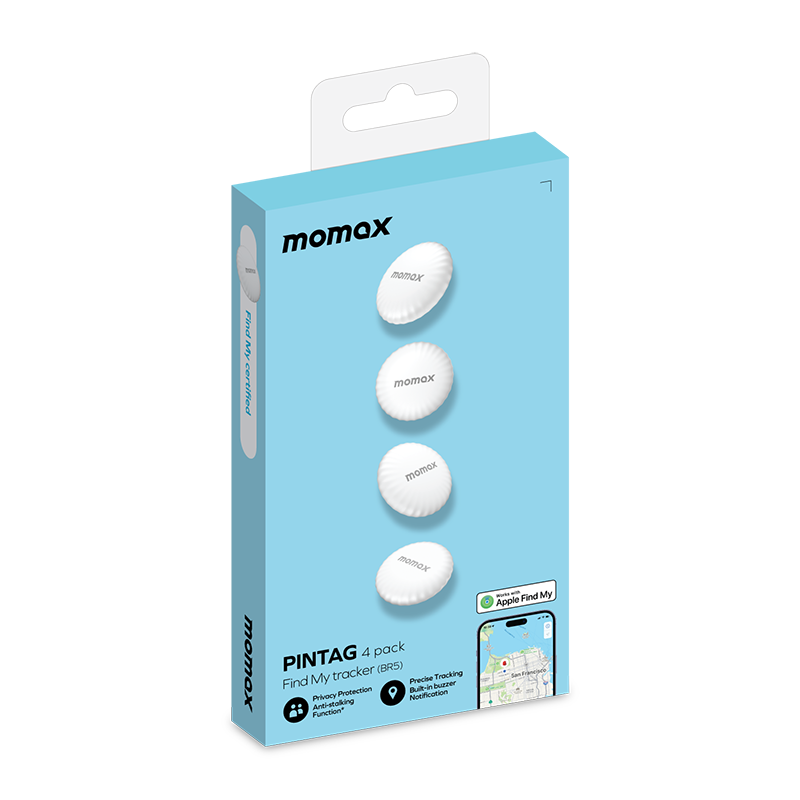 Apple Find My Certified GPS Tracker 4-Pack | Real-Time Item Locator – White