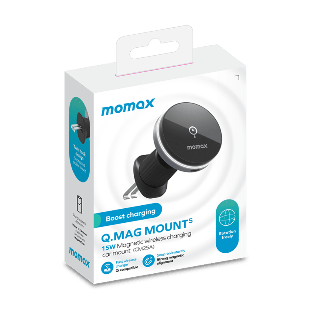 momax Q.MAG MOUNT magnetic car mount packaging on a white background