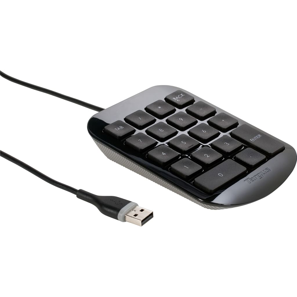 Number pad with USB connection on a white background
