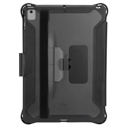 Black protective case for iPad on a white background
