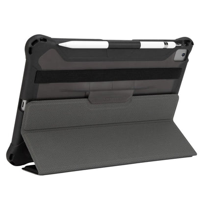 Black tablet case with a textured surface on a white background