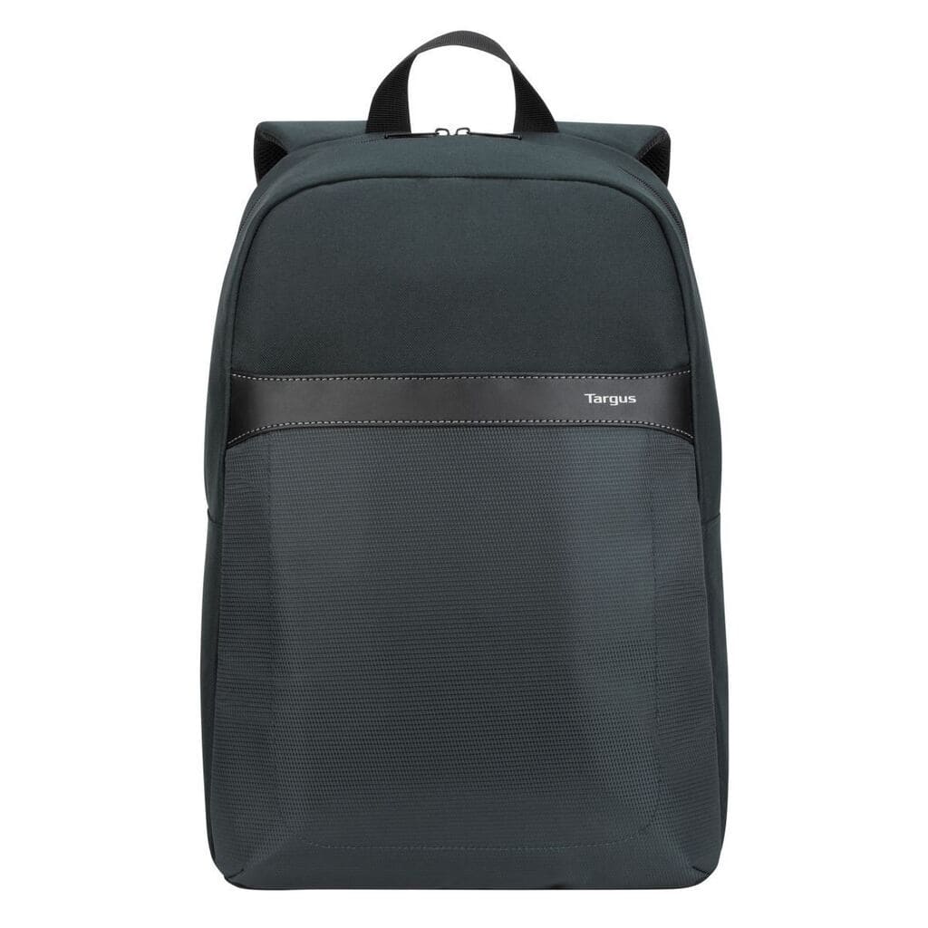 Black backpack with Targus branding on a white background