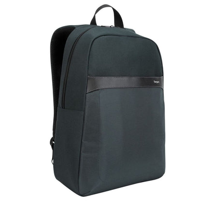 Black backpack with visible brand logo on a white background
