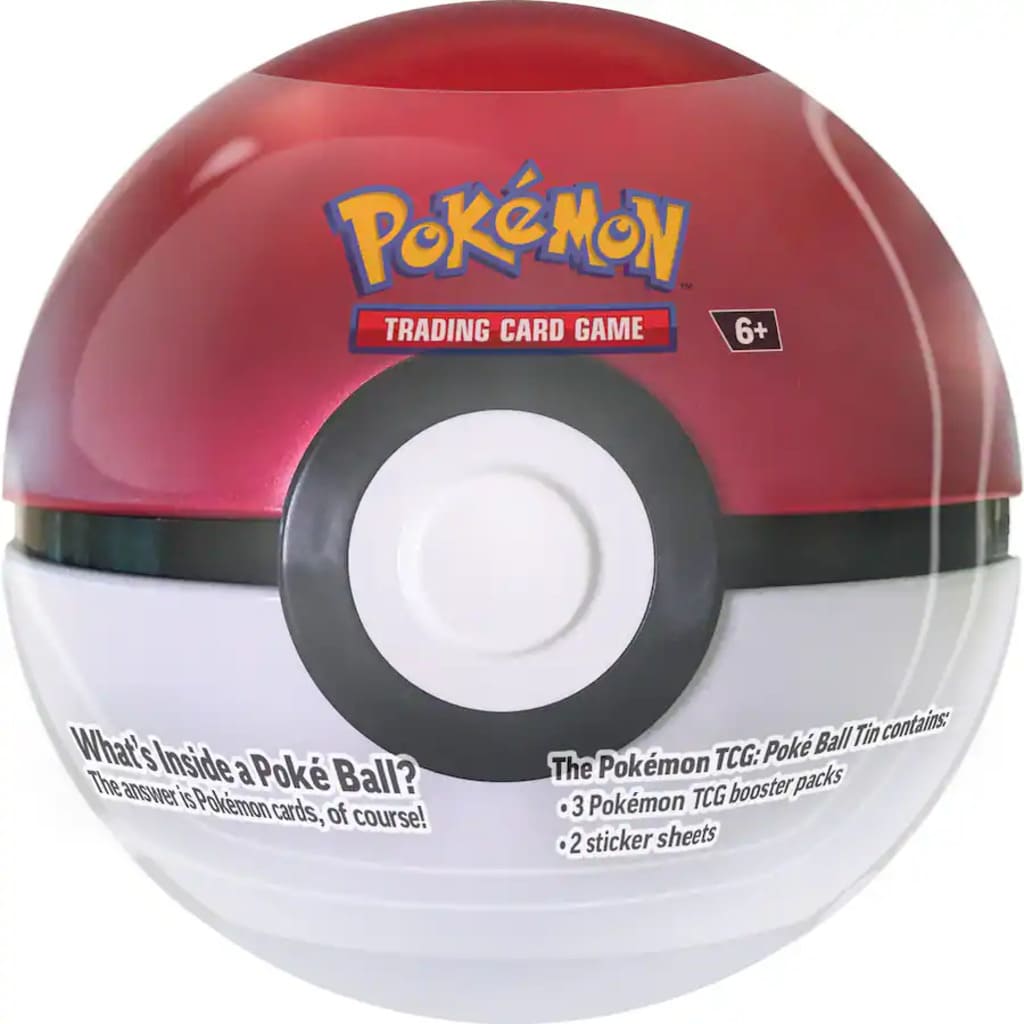 Poké Ball-shaped container for Pokémon Trading Card Game on a white background