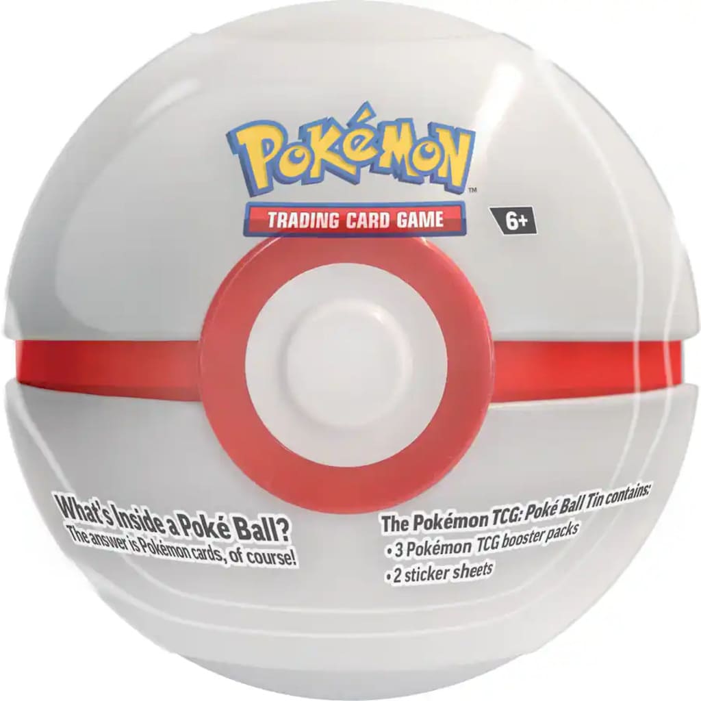 Poké Ball-shaped container for Pokémon Trading Card Game with Pokémon branding.