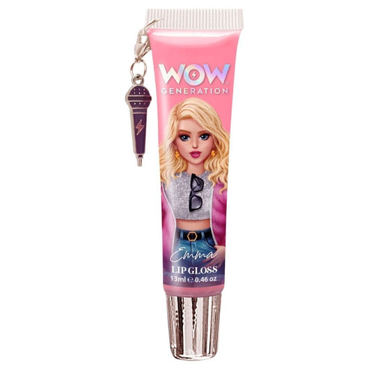Lip gloss tube with a character design on a white background