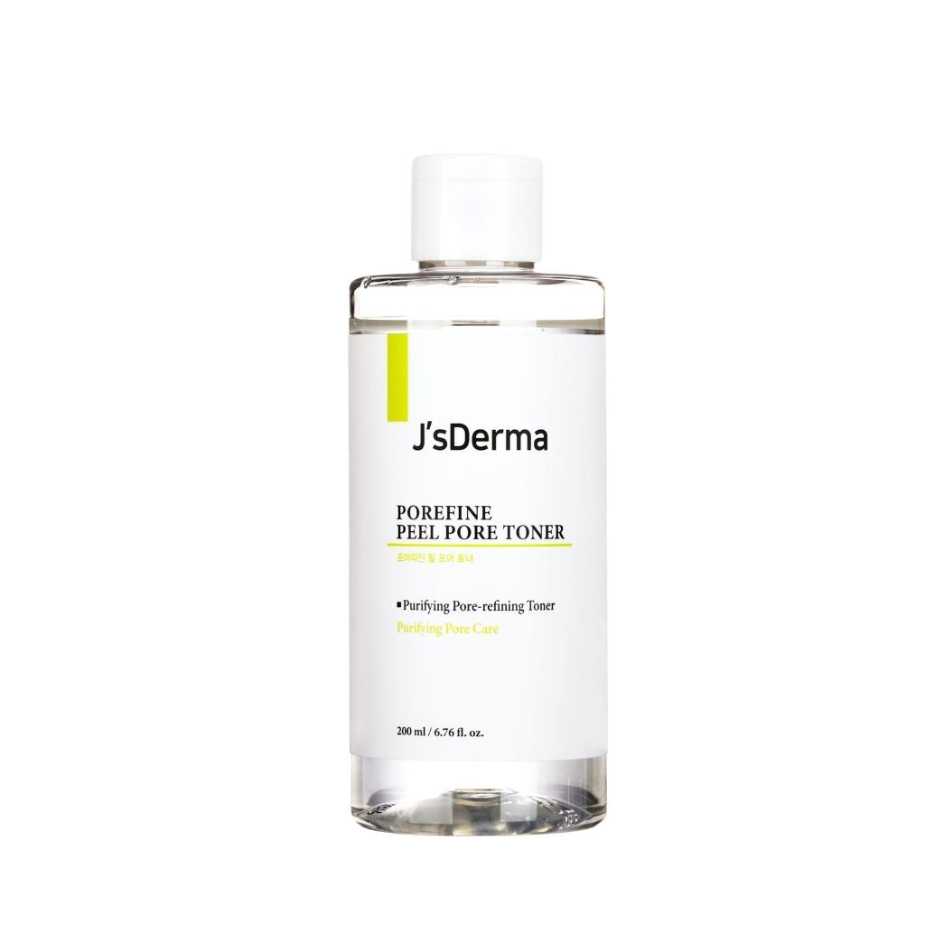 JsDerma pore refine peel pore toner bottle on a white background
