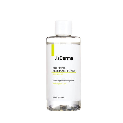JsDerma pore refine peel pore toner bottle on a white background