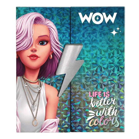 Product packaging with a character and 'WOW' branding, featuring a colorful design.