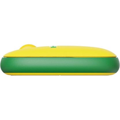 Green and yellow rectangular object on a white background