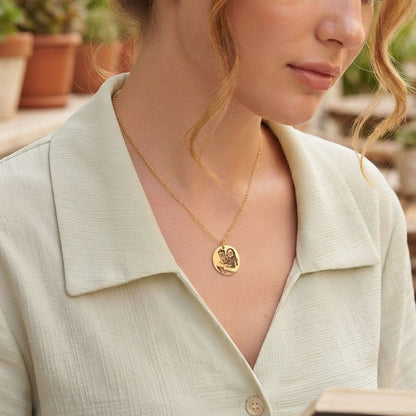 Engraved Photo Single Round Disc Necklace