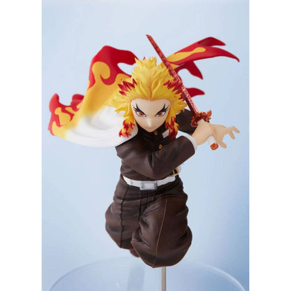 Action figure with fiery hair and a sword on a light blue background