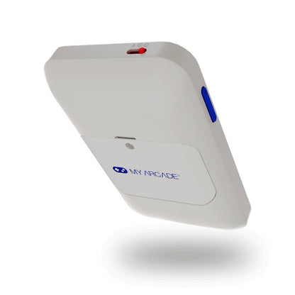 White electronic device with blue accents and 'My Arcade' branding on a white background
