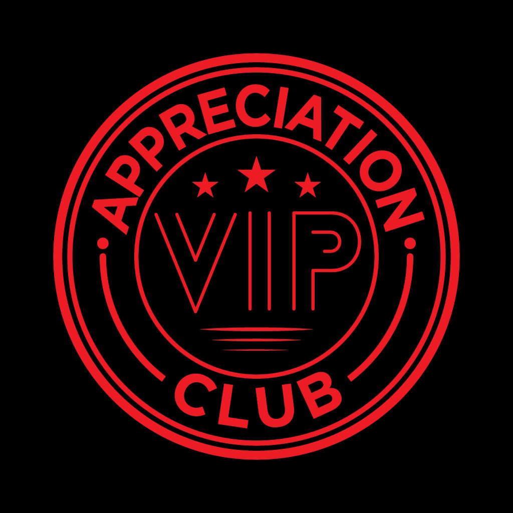 Red 'Appreciation VIP Club' logo on a black background