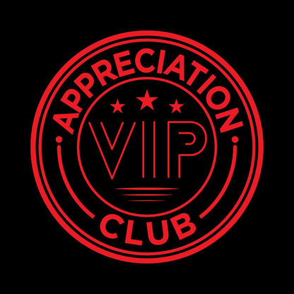 Red 'Appreciation VIP Club' logo on a black background
