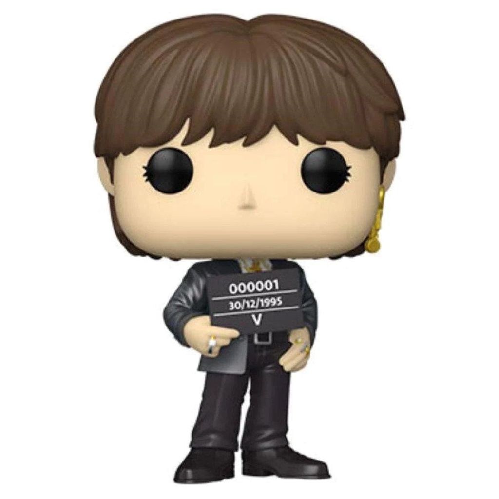 Funko Pop! vinyl figure of a character holding a mugshot card on a white background