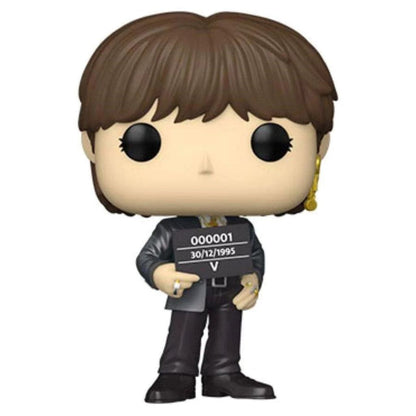 Funko Pop! vinyl figure of a character holding a mugshot card on a white background