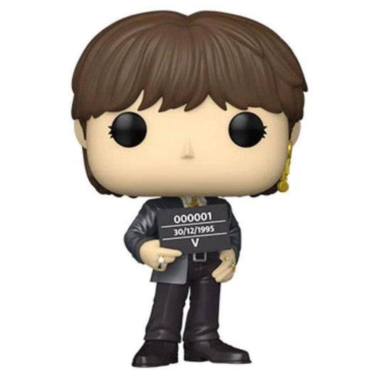 Funko Pop! vinyl figure of a character holding a mugshot card on a white background