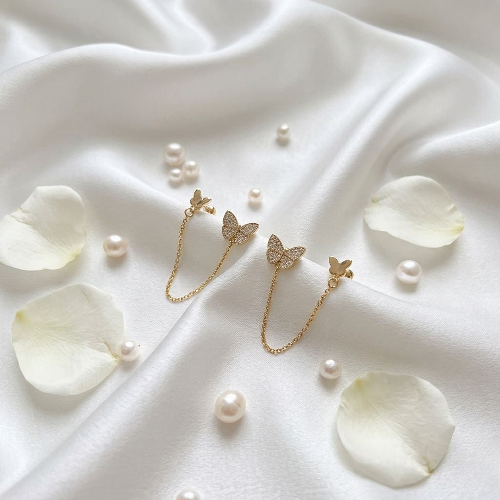 Fluttering Butterfly Chain Earrings