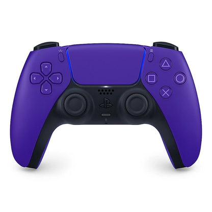Purple gaming controller with black accents on a white background