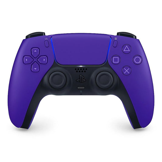 Purple gaming controller with black accents on a white background
